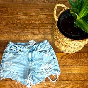 American Eagle Outfitters Light Blue Distressed Denim Tomgirl Shorts